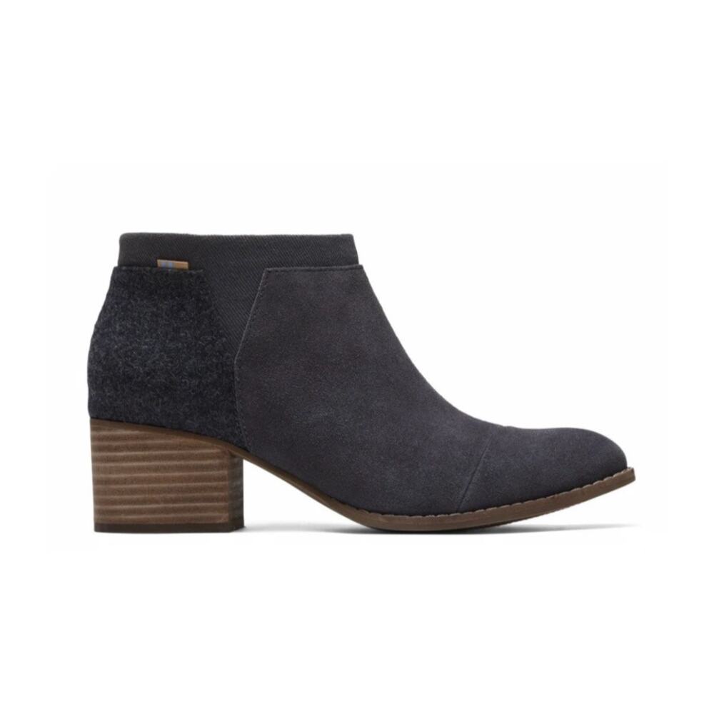 TOMS Loren Ankle Booties Gray Suede/Felt Size 7